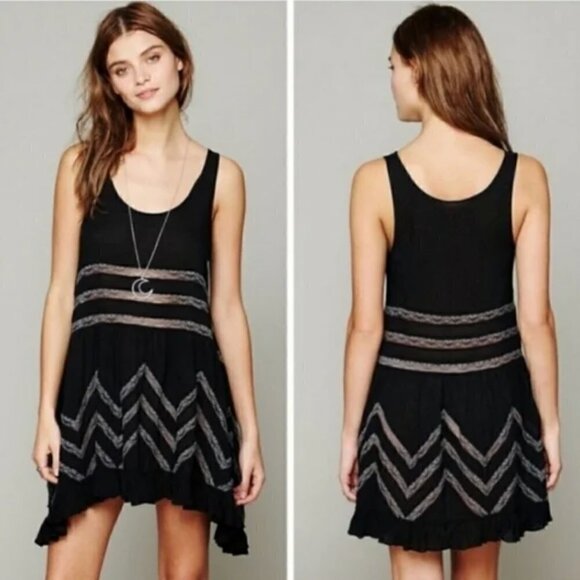 Intimately Free People Black Voile Trapeze Dress, size Small - Picture 1 of 15